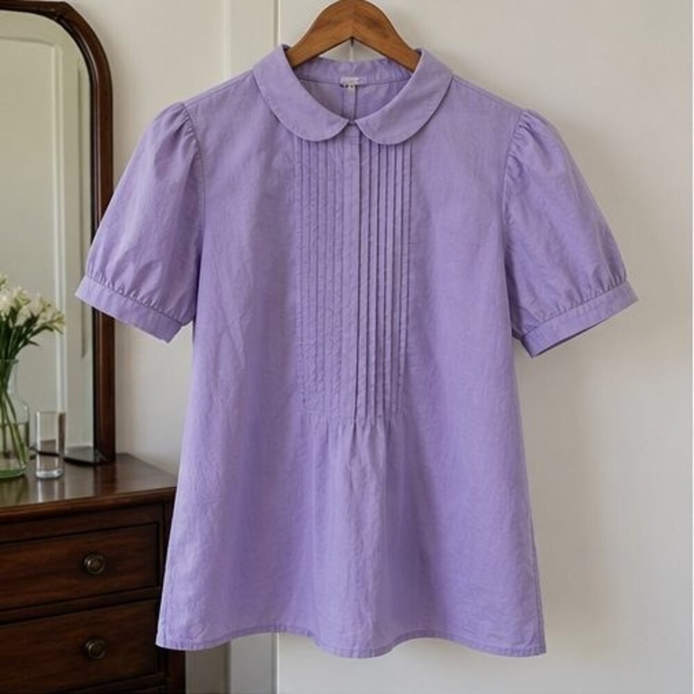 Navy Puff Sleeve Top